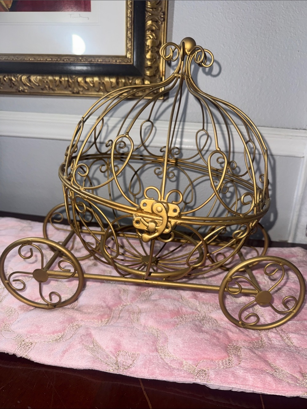 Cinderella Gold Wire Carriage Decorative Accent